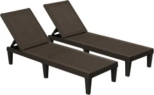 Devoko Outdoor Chaise Lounge Chair Set of 2 for Outside Pool Patio, Adjustable Waterproof Easy Assembly Chaise Lounge Outdoor (Deep Brown, Set of 2)