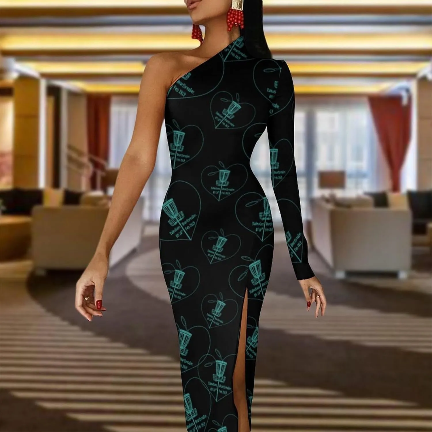 Disc Golf Icon Basket Sexy Maxi Dress for Women Elegant Long Dresses for Party Evening