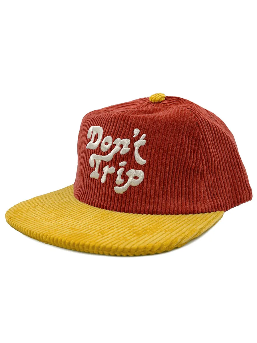 Don't Trip Two Tone Fat Corduroy Snapback Hat Brick/Yellow