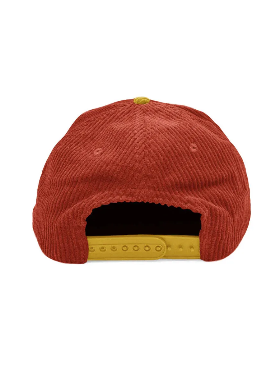 Don't Trip Two Tone Fat Corduroy Snapback Hat Brick/Yellow