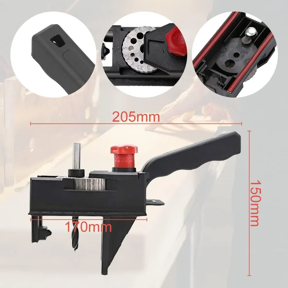 Dowel Drill Guide, Drill Jig For Straight Holes Self Centering Doweling Jig, Drill Bit Guide with 6 Drill Guide Bushings, Wood Panel Hole Puncher Locator Woodworking Joints Tool (38 Pcs)