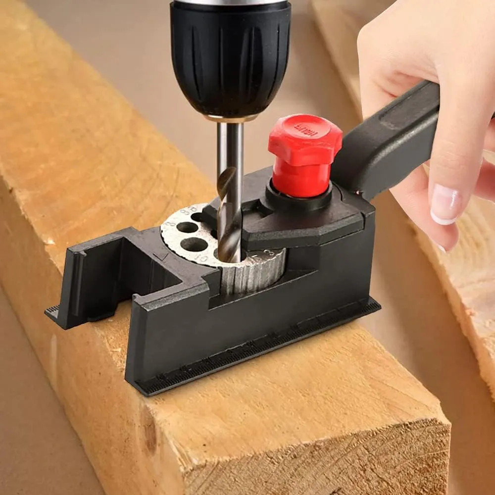 Dowel Drill Guide, Drill Jig For Straight Holes Self Centering Doweling Jig, Drill Bit Guide with 6 Drill Guide Bushings, Wood Panel Hole Puncher Locator Woodworking Joints Tool (38 Pcs)