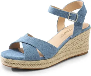 DREAM PAIRS Espadrille Dressy Wedge Sandals, Women's Platform Sandals Casual Summer, Comfortable High Heeled Wedges with Adjustable Buckle