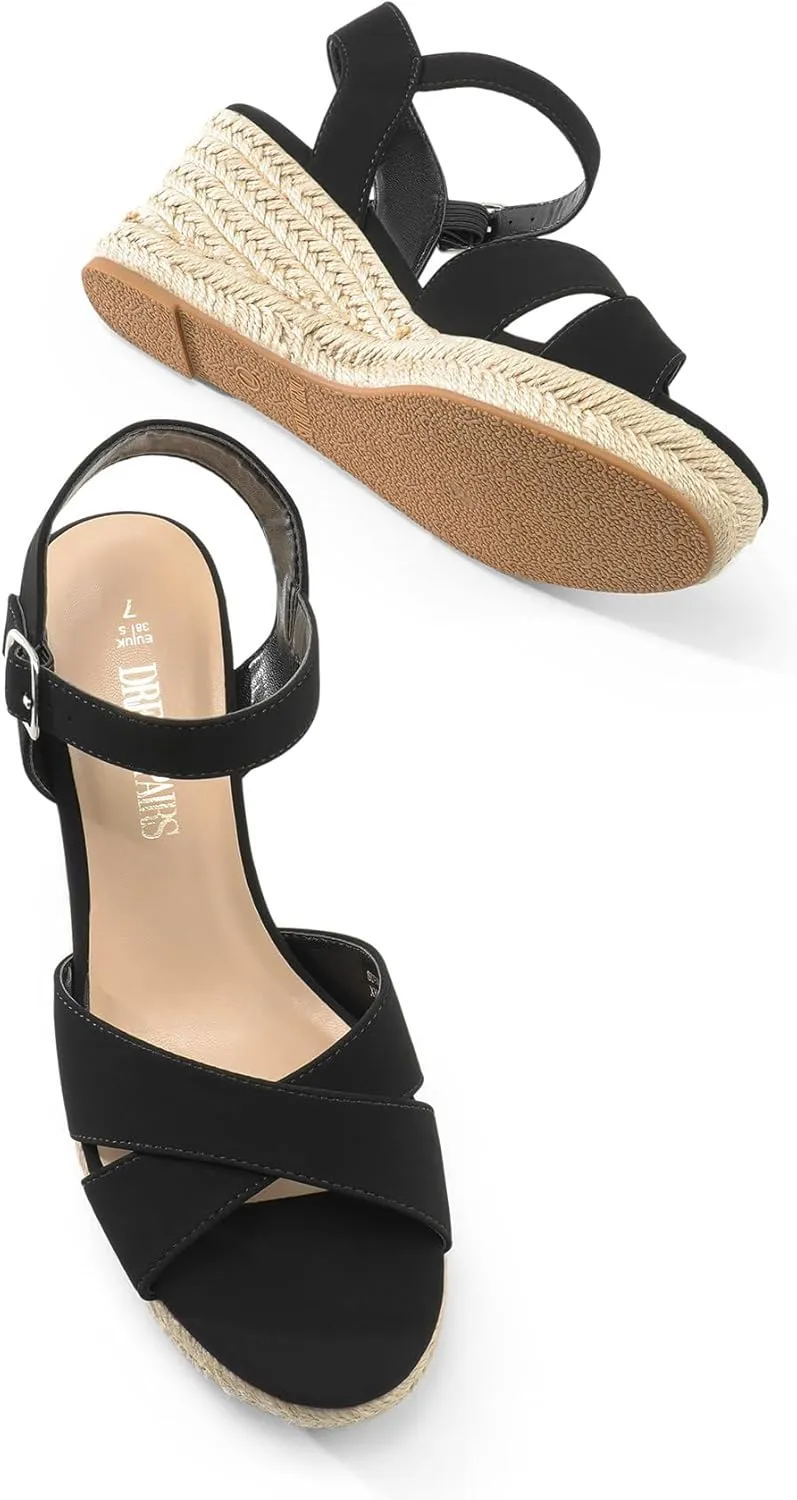 DREAM PAIRS Espadrille Dressy Wedge Sandals, Women's Platform Sandals Casual Summer, Comfortable High Heeled Wedges with Adjustable Buckle
