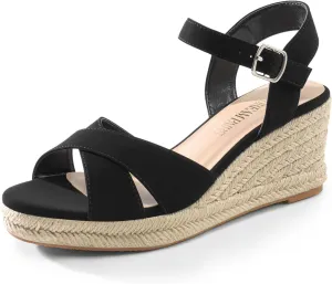 DREAM PAIRS Espadrille Dressy Wedge Sandals, Women's Platform Sandals Casual Summer, Comfortable High Heeled Wedges with Adjustable Buckle