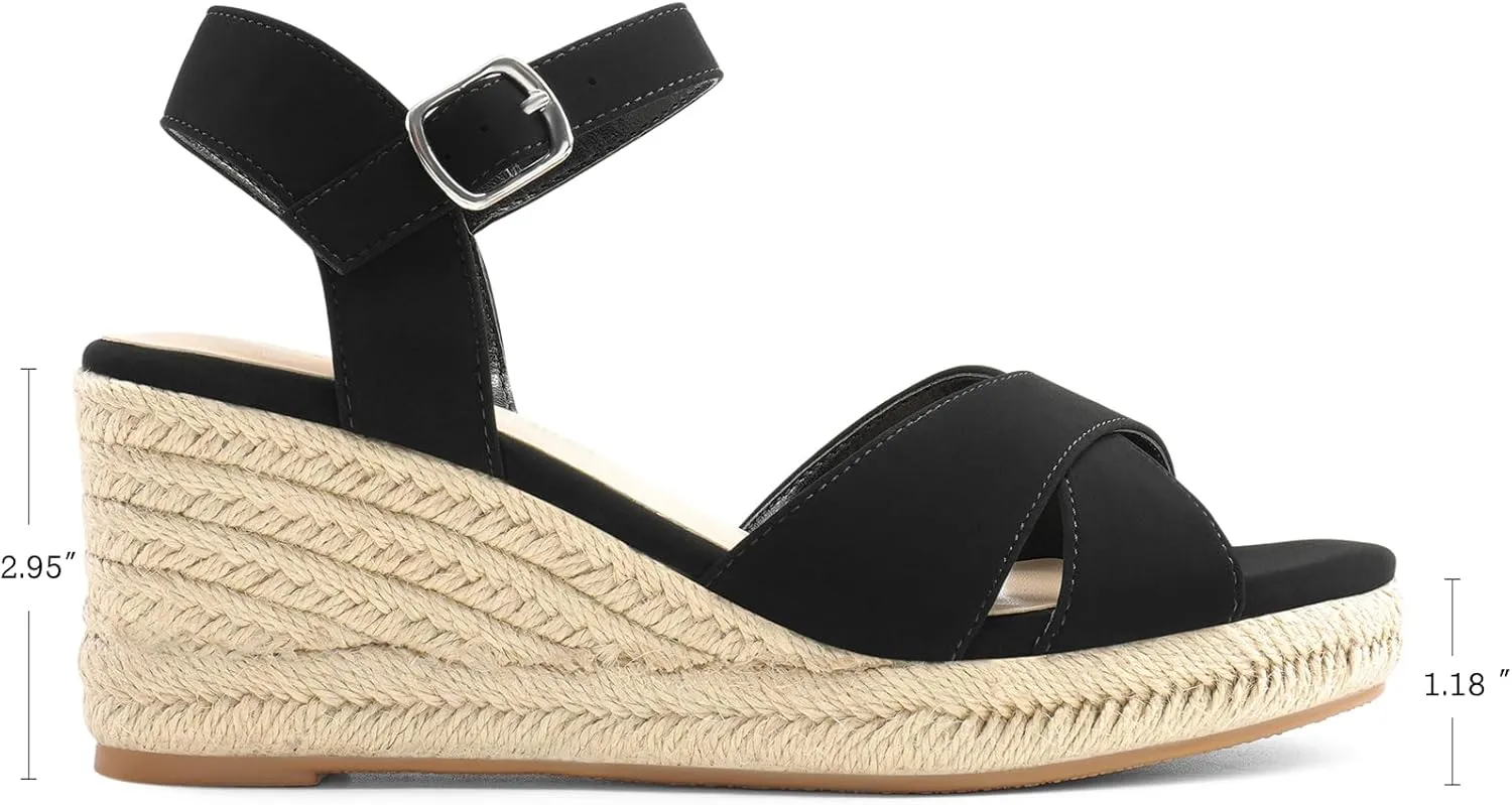 DREAM PAIRS Espadrille Dressy Wedge Sandals, Women's Platform Sandals Casual Summer, Comfortable High Heeled Wedges with Adjustable Buckle