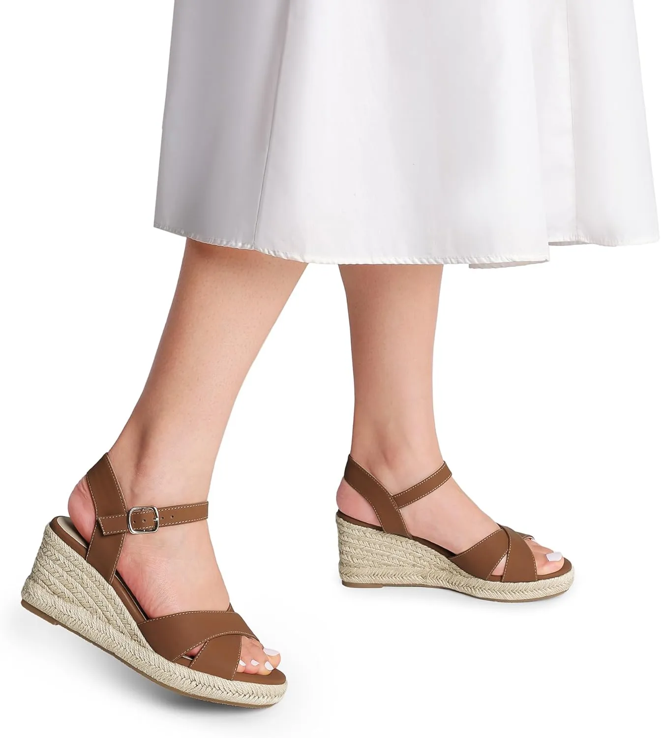 DREAM PAIRS Espadrille Dressy Wedge Sandals, Women's Platform Sandals Casual Summer, Comfortable High Heeled Wedges with Adjustable Buckle