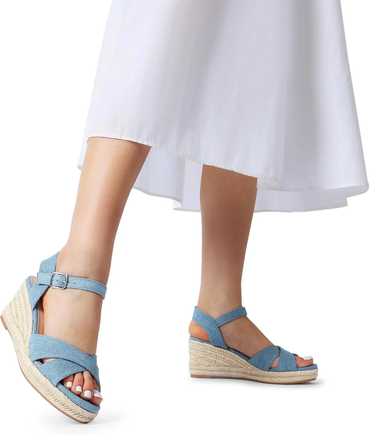 DREAM PAIRS Espadrille Dressy Wedge Sandals, Women's Platform Sandals Casual Summer, Comfortable High Heeled Wedges with Adjustable Buckle