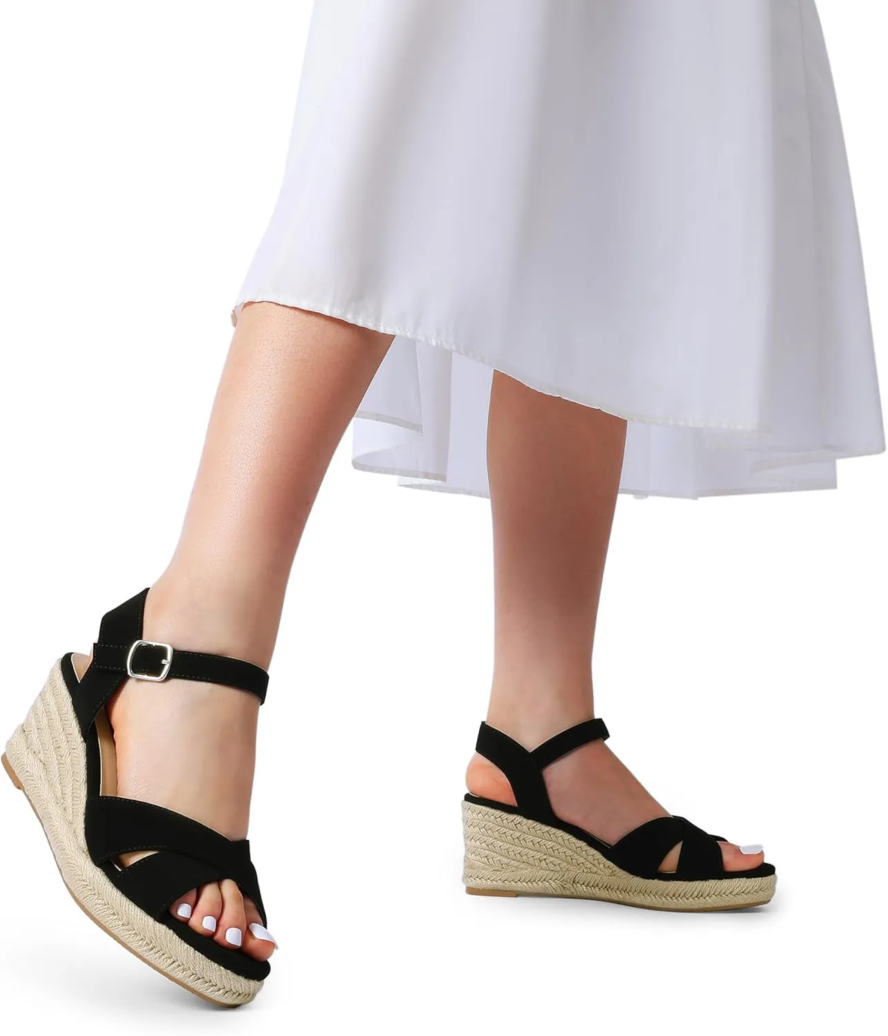 DREAM PAIRS Espadrille Dressy Wedge Sandals, Women's Platform Sandals Casual Summer, Comfortable High Heeled Wedges with Adjustable Buckle