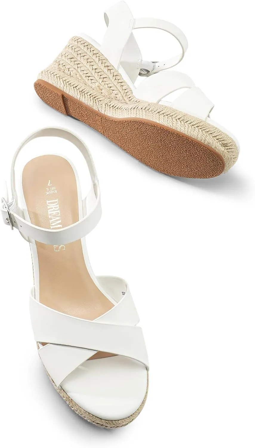 DREAM PAIRS Espadrille Dressy Wedge Sandals, Women's Platform Sandals Casual Summer, Comfortable High Heeled Wedges with Adjustable Buckle