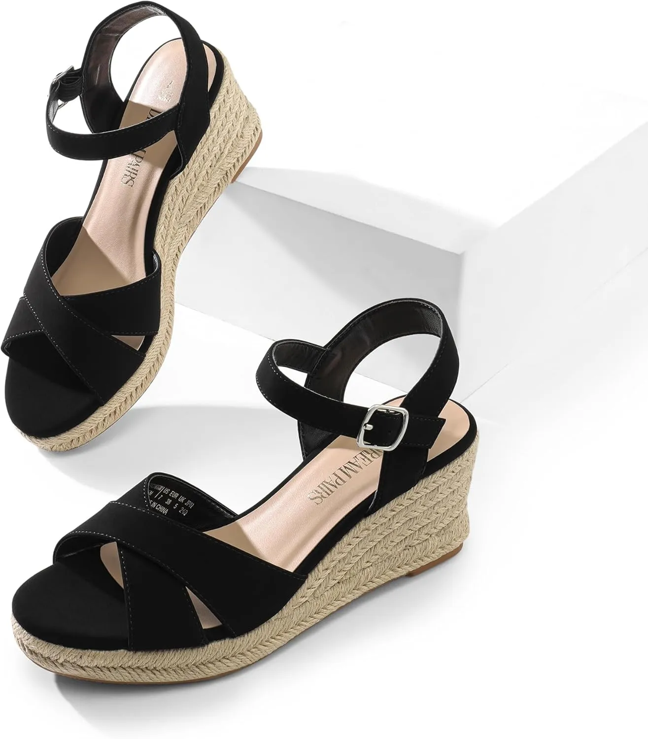 DREAM PAIRS Espadrille Dressy Wedge Sandals, Women's Platform Sandals Casual Summer, Comfortable High Heeled Wedges with Adjustable Buckle