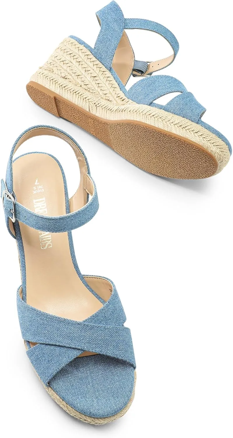 DREAM PAIRS Espadrille Dressy Wedge Sandals, Women's Platform Sandals Casual Summer, Comfortable High Heeled Wedges with Adjustable Buckle