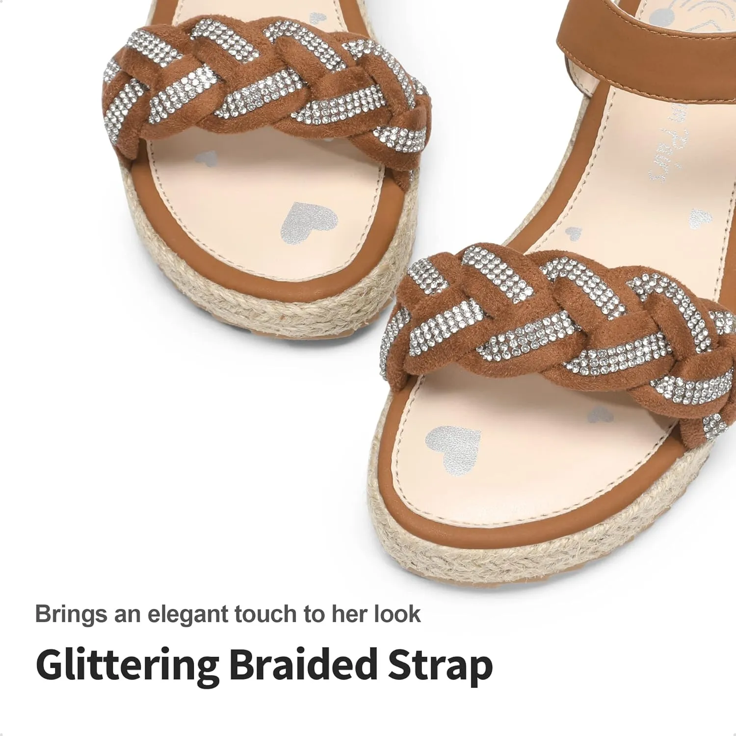 DREAM PAIRS Girls Espadrille Flatform Platform Wedge Open Toe Summer Sandals for Little Kid, Big Kid, Casual, Vacation or Formal Use
