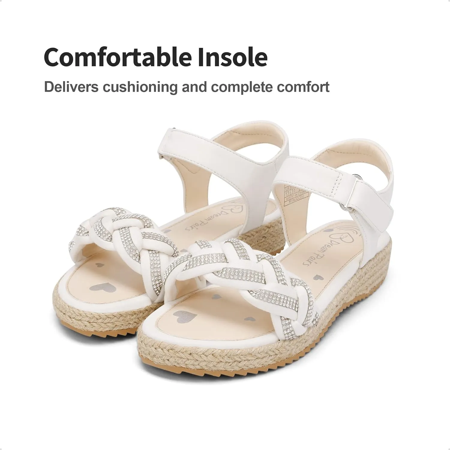 DREAM PAIRS Girls Espadrille Flatform Platform Wedge Open Toe Summer Sandals for Little Kid, Big Kid, Casual, Vacation or Formal Use