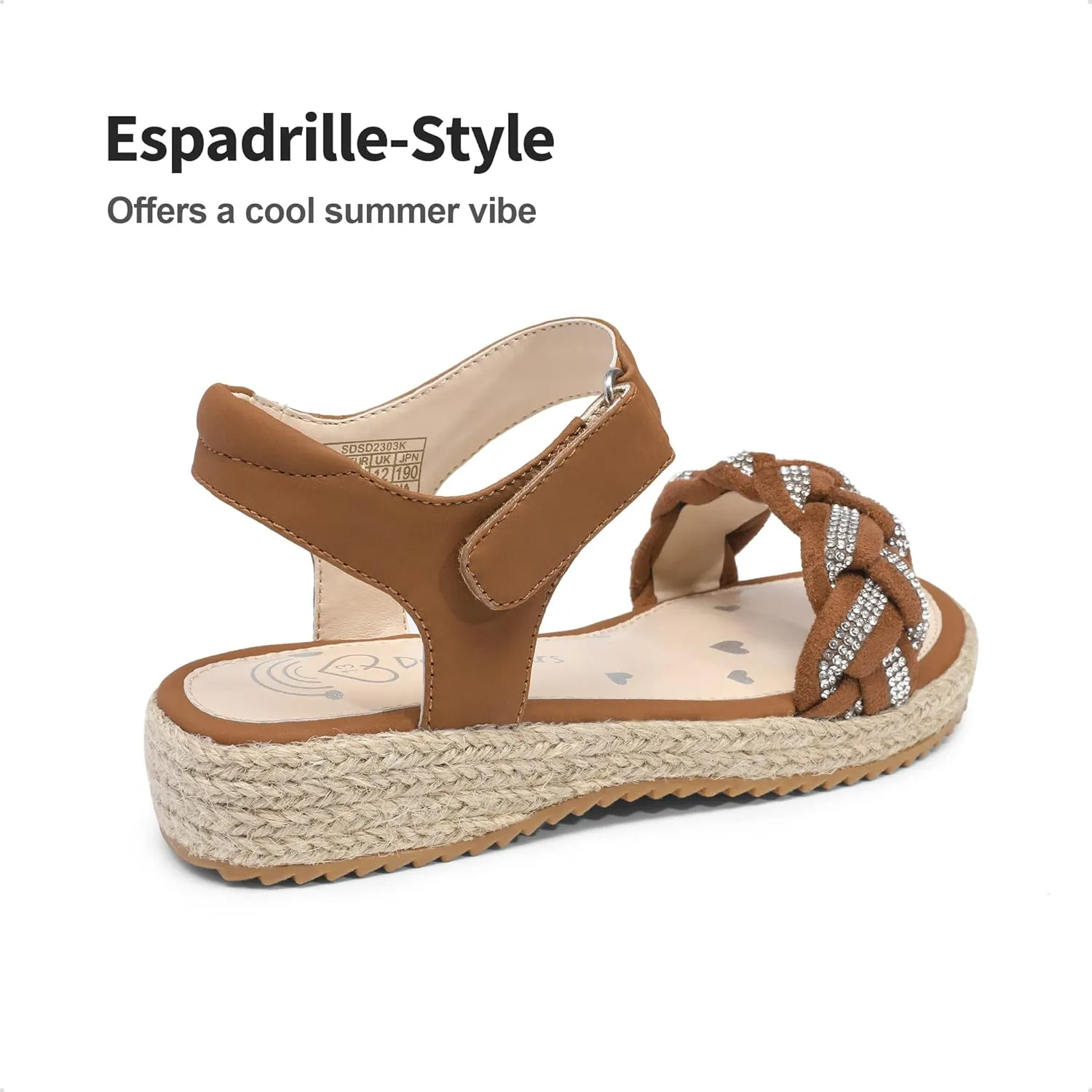 DREAM PAIRS Girls Espadrille Flatform Platform Wedge Open Toe Summer Sandals for Little Kid, Big Kid, Casual, Vacation or Formal Use