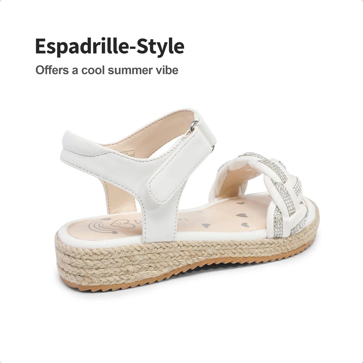 DREAM PAIRS Girls Espadrille Flatform Platform Wedge Open Toe Summer Sandals for Little Kid, Big Kid, Casual, Vacation or Formal Use