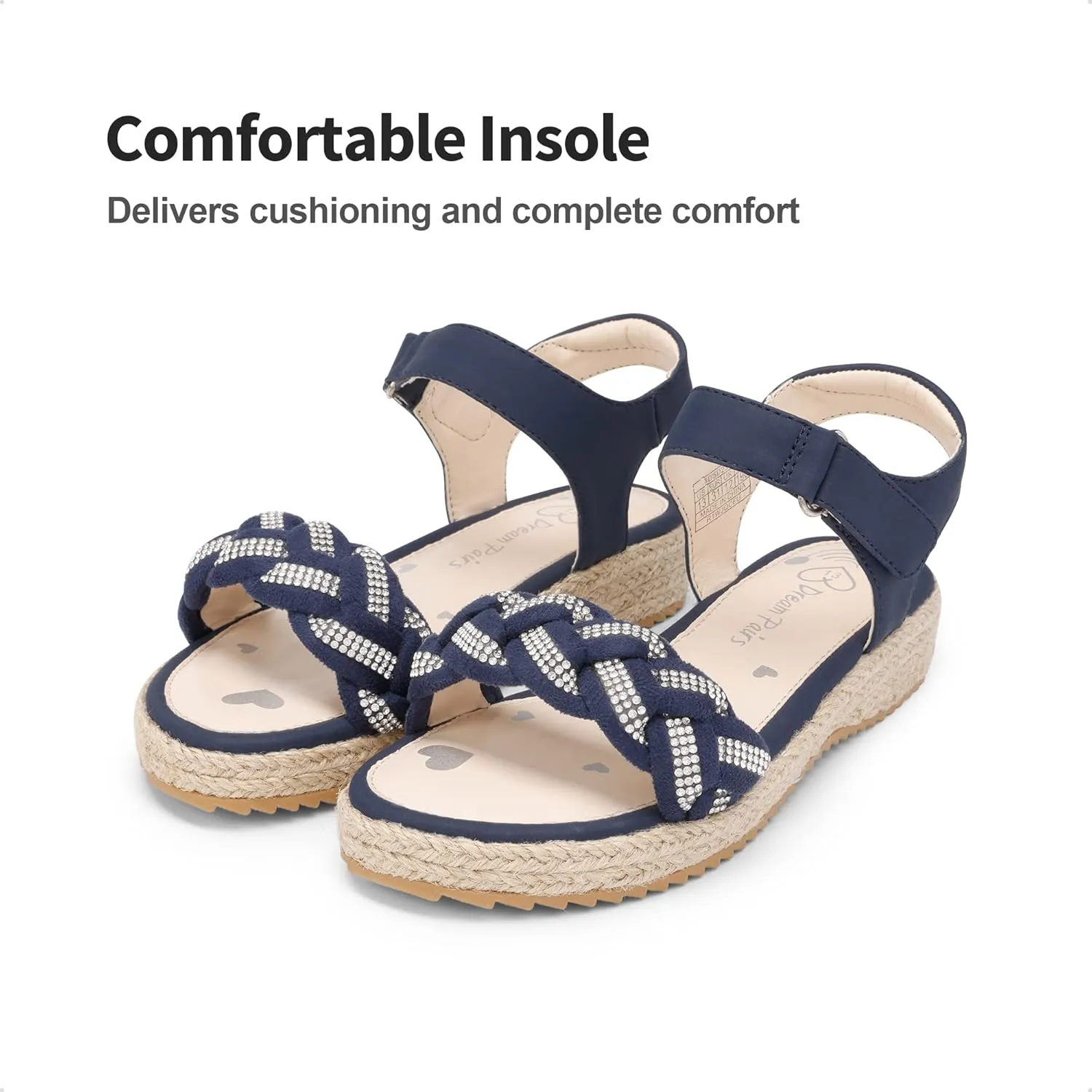 DREAM PAIRS Girls Espadrille Flatform Platform Wedge Open Toe Summer Sandals for Little Kid, Big Kid, Casual, Vacation or Formal Use