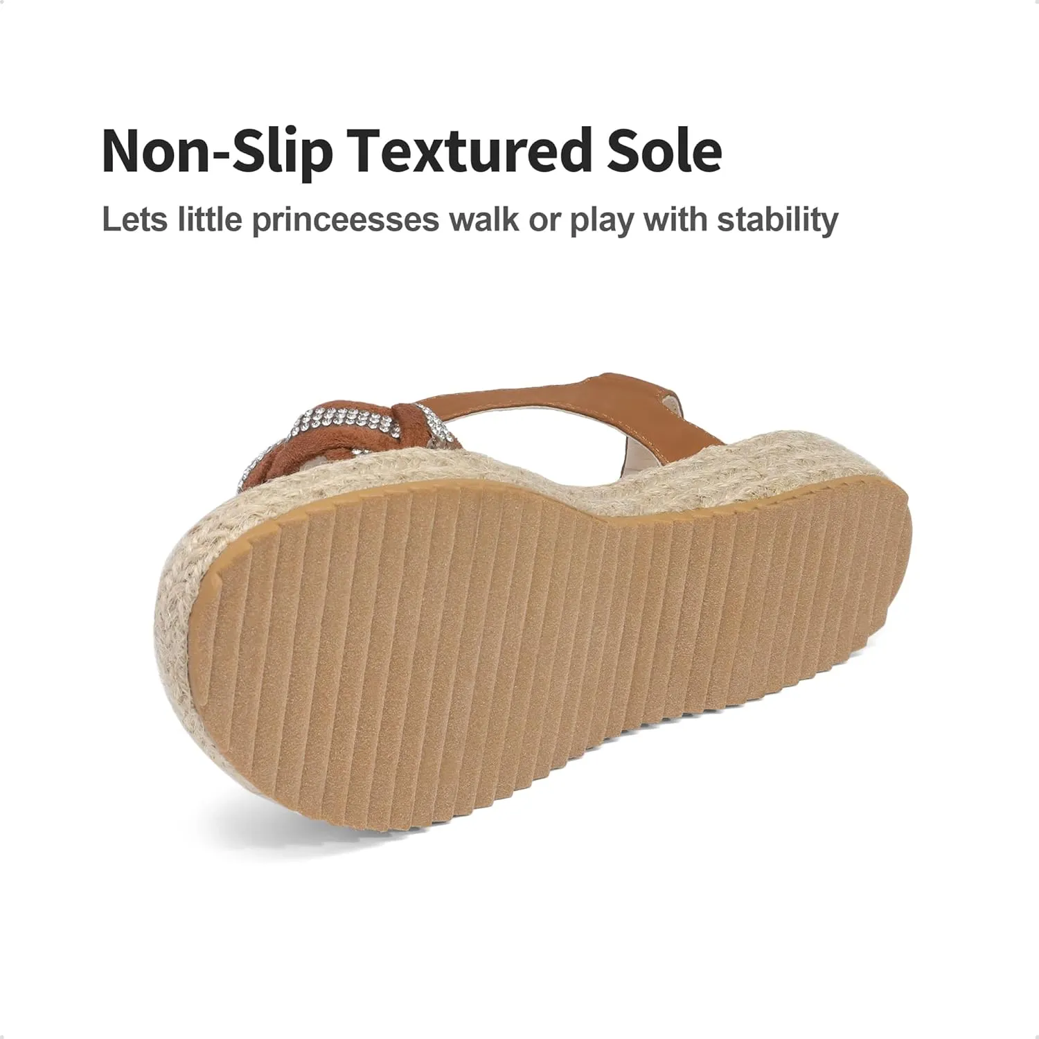 DREAM PAIRS Girls Espadrille Flatform Platform Wedge Open Toe Summer Sandals for Little Kid, Big Kid, Casual, Vacation or Formal Use
