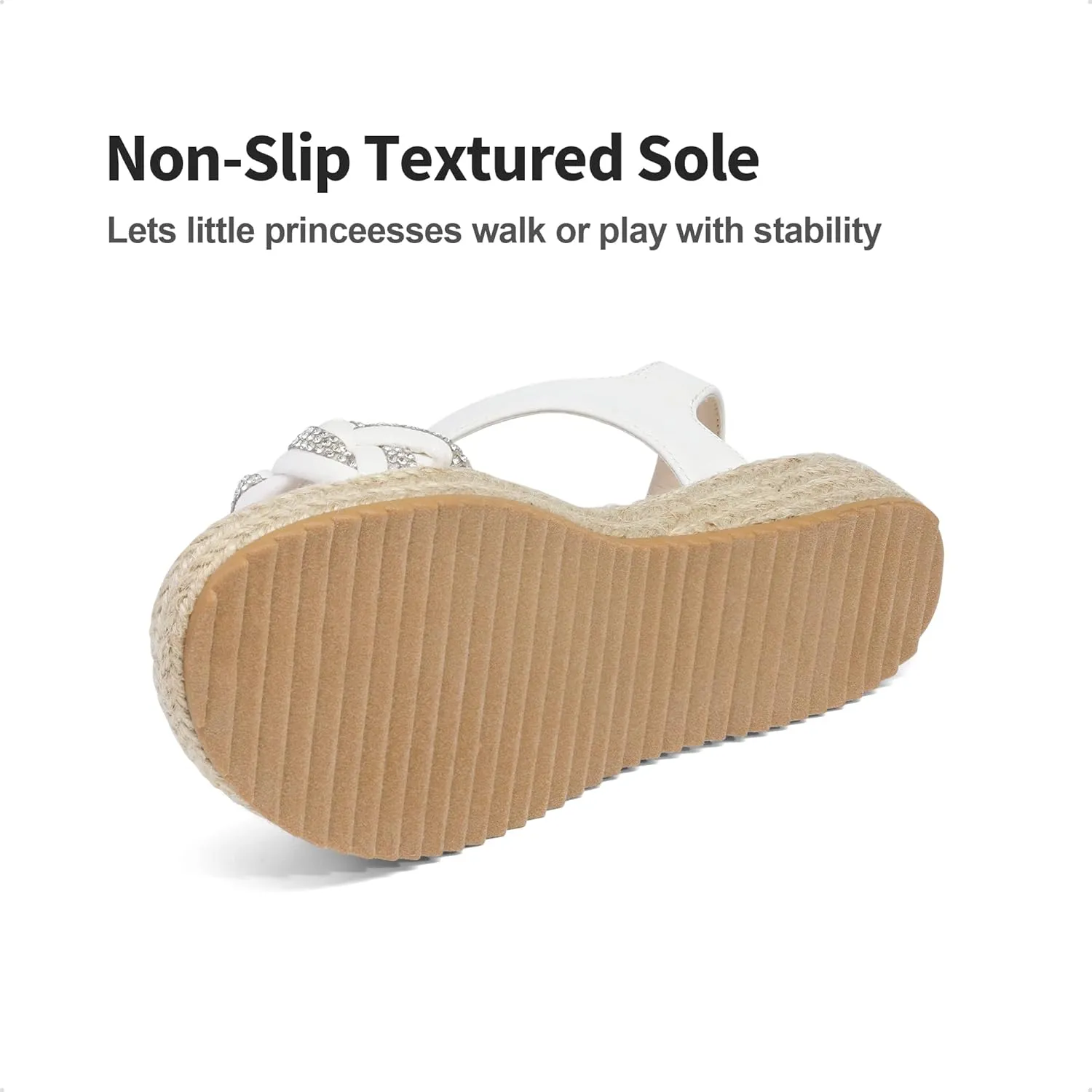 DREAM PAIRS Girls Espadrille Flatform Platform Wedge Open Toe Summer Sandals for Little Kid, Big Kid, Casual, Vacation or Formal Use