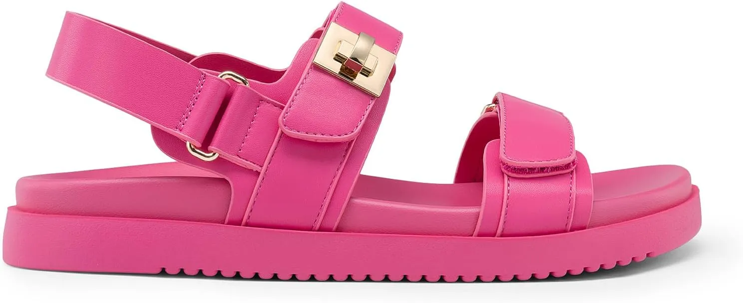 DREAM PAIRS Women's Comfortable Open Toe Flat Sandals Fashion One Band Summer Dessy Sandals