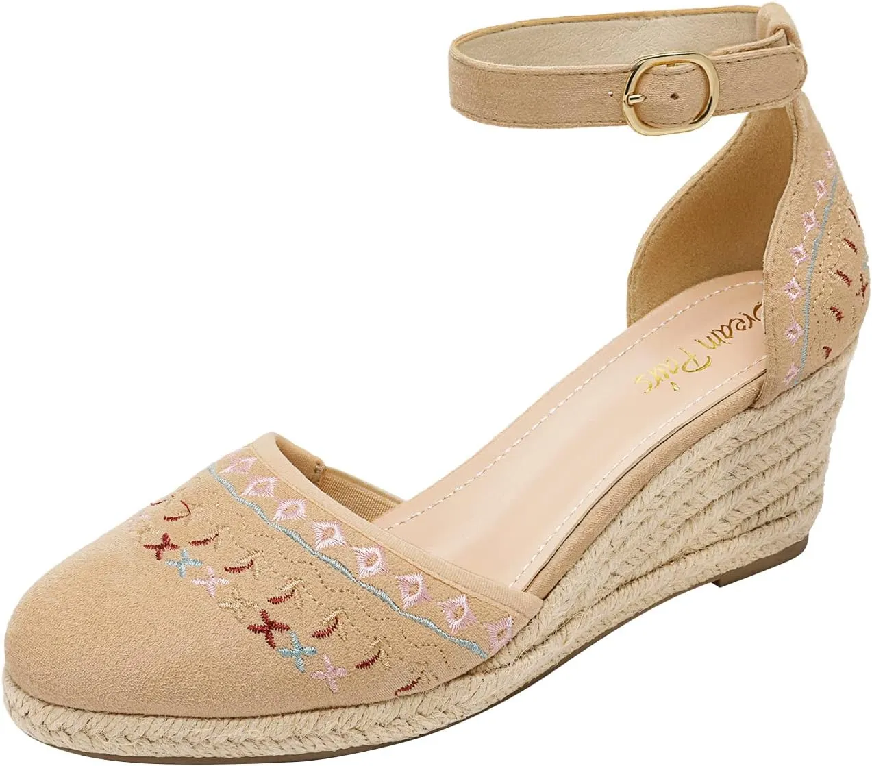 DREAM PAIRS Women's Espadrilles Closed Toe Ankle Strap Dressy Platform Wedge Sandals