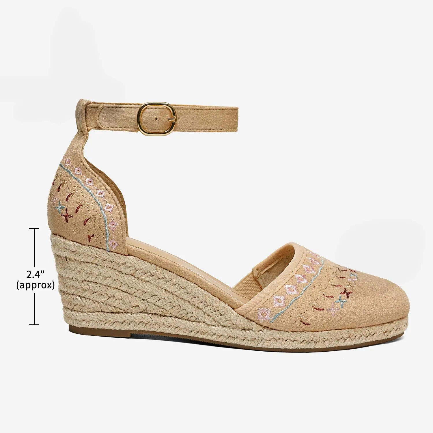 DREAM PAIRS Women's Espadrilles Closed Toe Ankle Strap Dressy Platform Wedge Sandals