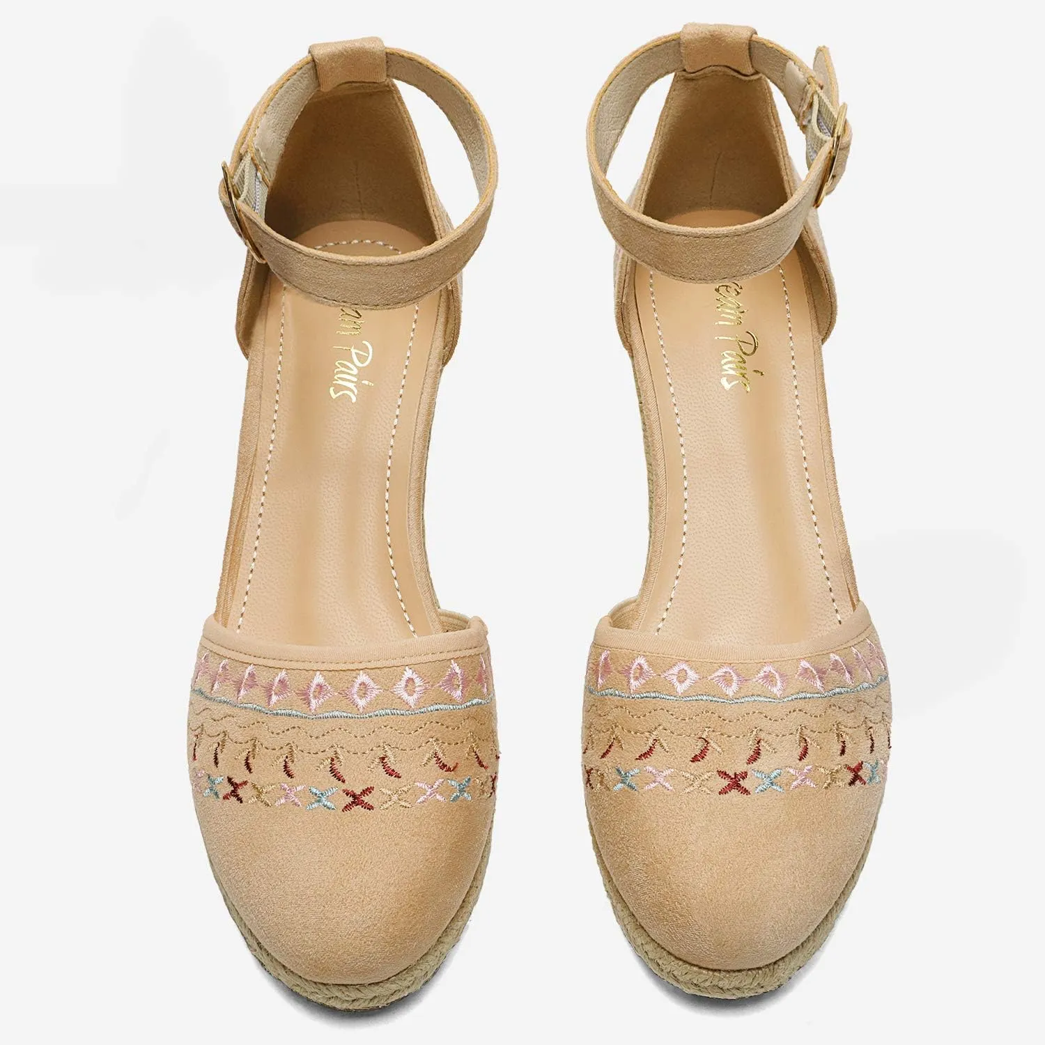 DREAM PAIRS Women's Espadrilles Closed Toe Ankle Strap Dressy Platform Wedge Sandals