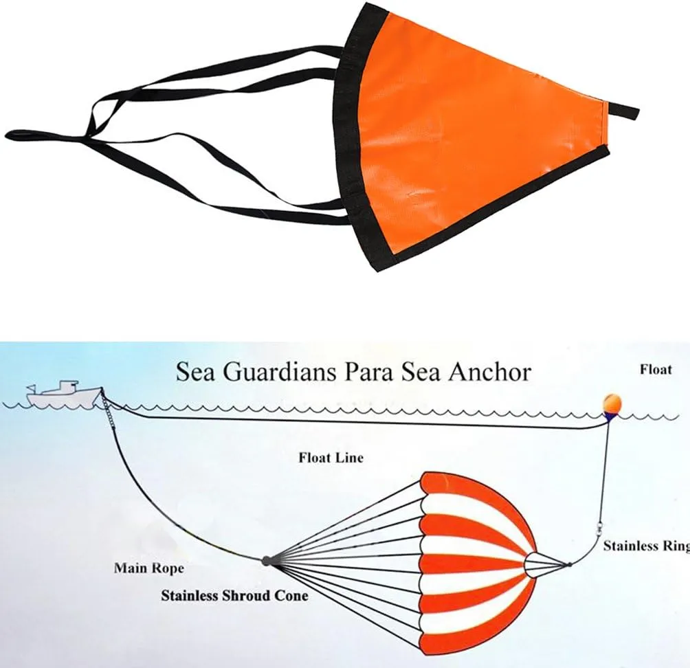 Drift Sock Sea Anchor Drogue with 30ft Kayak Tow Rope Line Buoy Ball Float Leash Sea Brake System for Marine Boat/Yacht/Jet Ski/Inflatable/Power Boat/Sail Boat