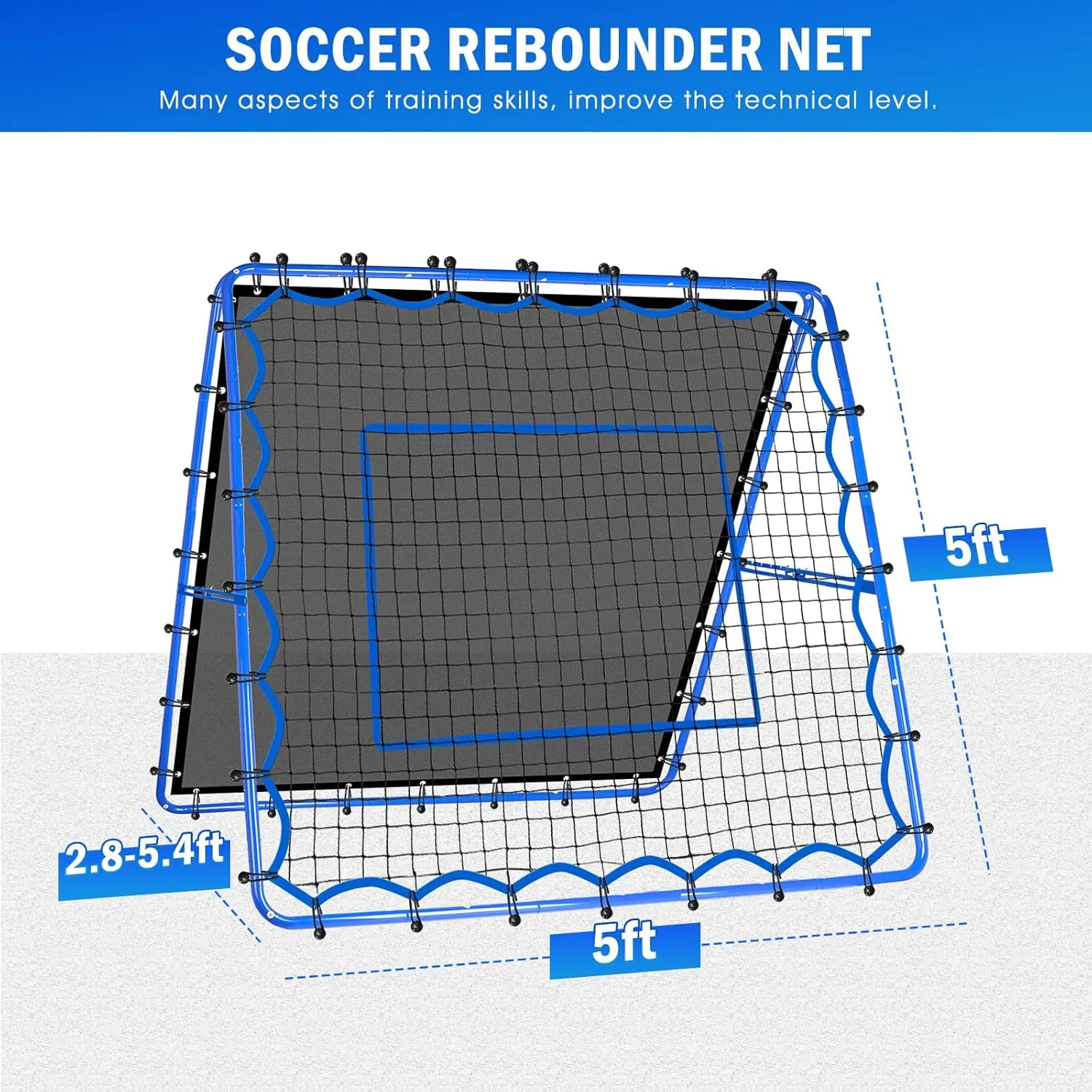 Dual-Sided Soccer Rebounder Net, Fast & Slow Rebound Speed Training for Control, Passing Practice, Easy Setup Baseball/Volleyball Rbounder Gifts Aids & Equipment for Kids,Teens & Adults