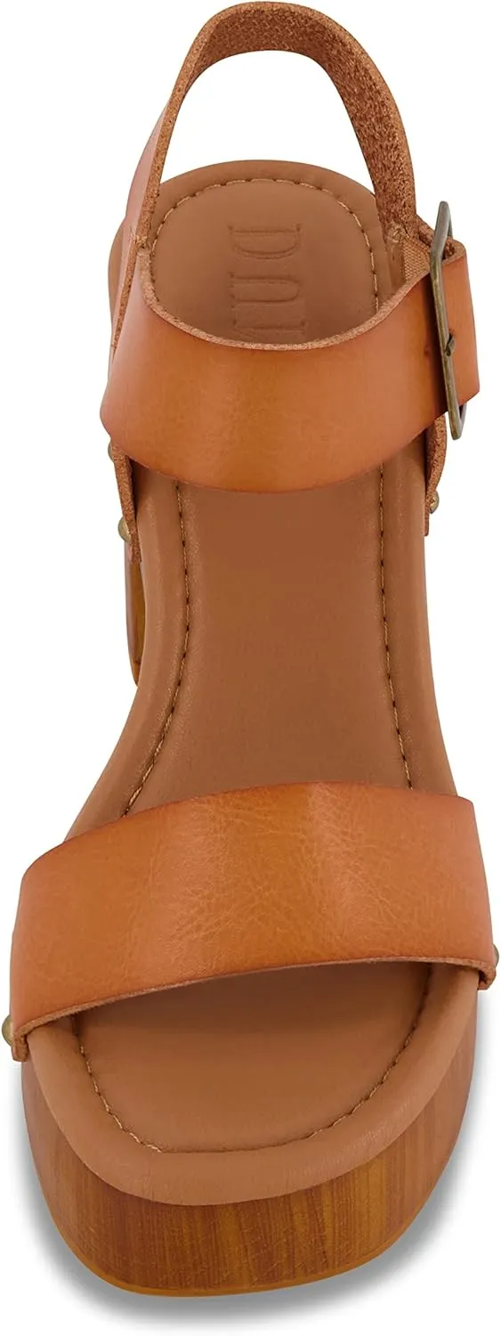 Dunes Women's Peru Faux Wood Sandal  Comfort Foam & LiteSole Technology, Wide Widths Available