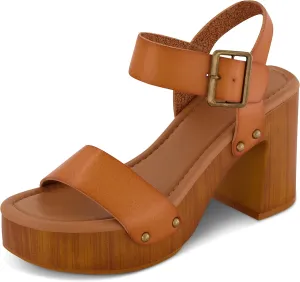 Dunes Women's Peru Faux Wood Sandal  Comfort Foam & LiteSole Technology, Wide Widths Available