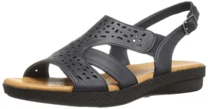 Easy Street Women's Bolt Flat Sandal, Navy, 6 X-Wide