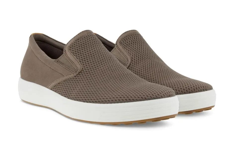 Ecco Taupe/Lion Soft 7 Mens Slip On Leather Sneakers 470484-60589