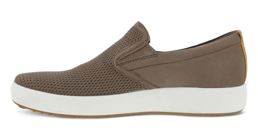 Ecco Taupe/Lion Soft 7 Mens Slip On Leather Sneakers 470484-60589