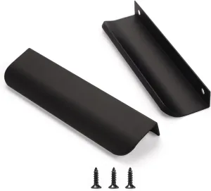 Edge Black Finger Pull for cabinets Kitchen Concealed Drawer pulls Aluminum Flat Hidden Back Mount Door Handle for Home 10 Pack Modern 6" Overall Length Easy Installation