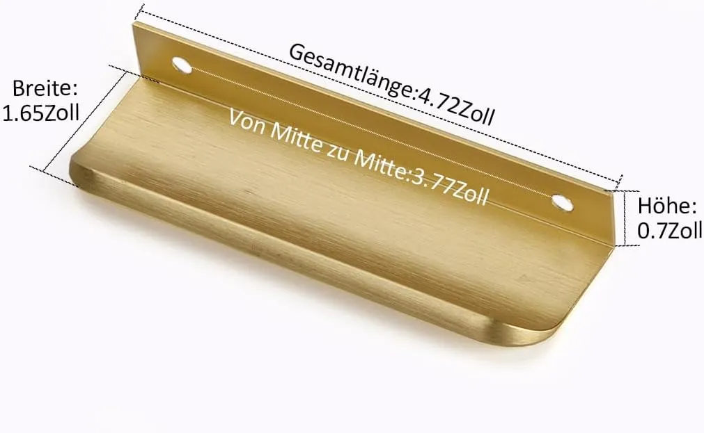 Edge Finger Tab Pull for Cabinets Hardware Closet Pulls Square Bar Pulls Drawer Pulls 5Pack Easy to Install 6inch 150mm Brushed Brass