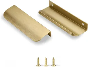 Edge Finger Tab Pull for Cabinets Hardware Closet Pulls Square Bar Pulls Drawer Pulls 5Pack Easy to Install 6inch 150mm Brushed Brass