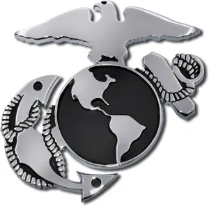 Electroplate Officially Licensed U.S. Marines Anchor Chrome All Metal Emblem for Cars, Trucks, and All Auto | Universal Fit at 3.0" x 3.0" | Weatherproof