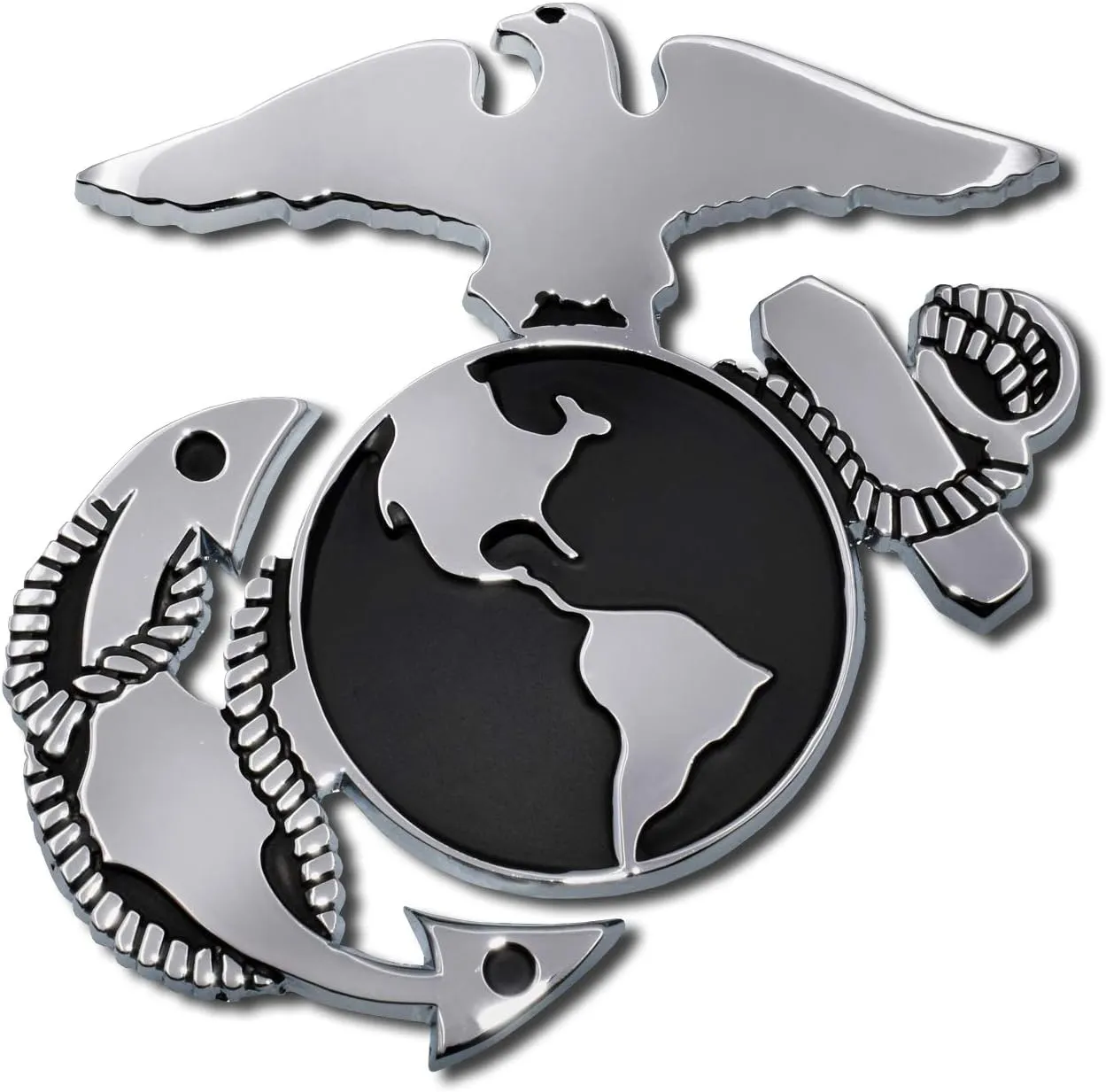 Electroplate Officially Licensed U.S. Marines Anchor Chrome All Metal Emblem for Cars, Trucks, and All Auto | Universal Fit at 3.0" x 3.0" | Weatherproof