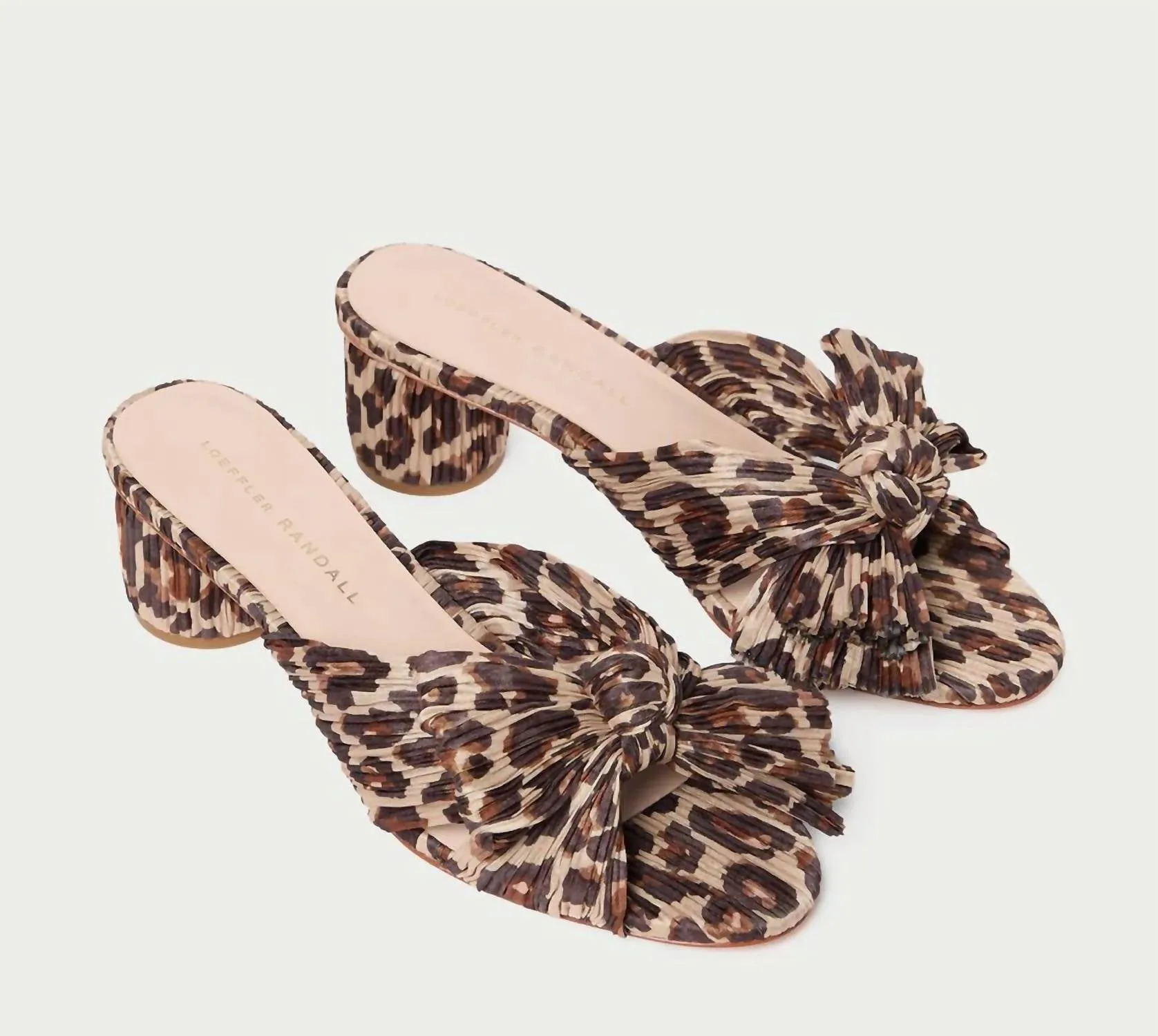 Emilia Leopard Pleated Bow Sandal In Leopard Brown
