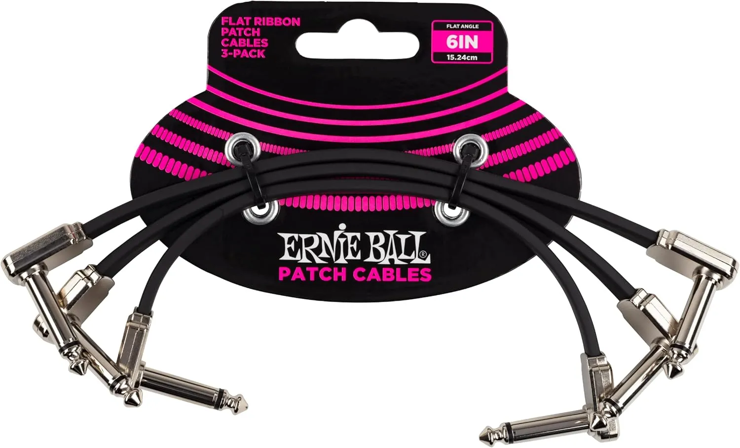 Ernie Ball Flat Ribbon Patch Cable 3-Pack, 6in, Black (P06221)
