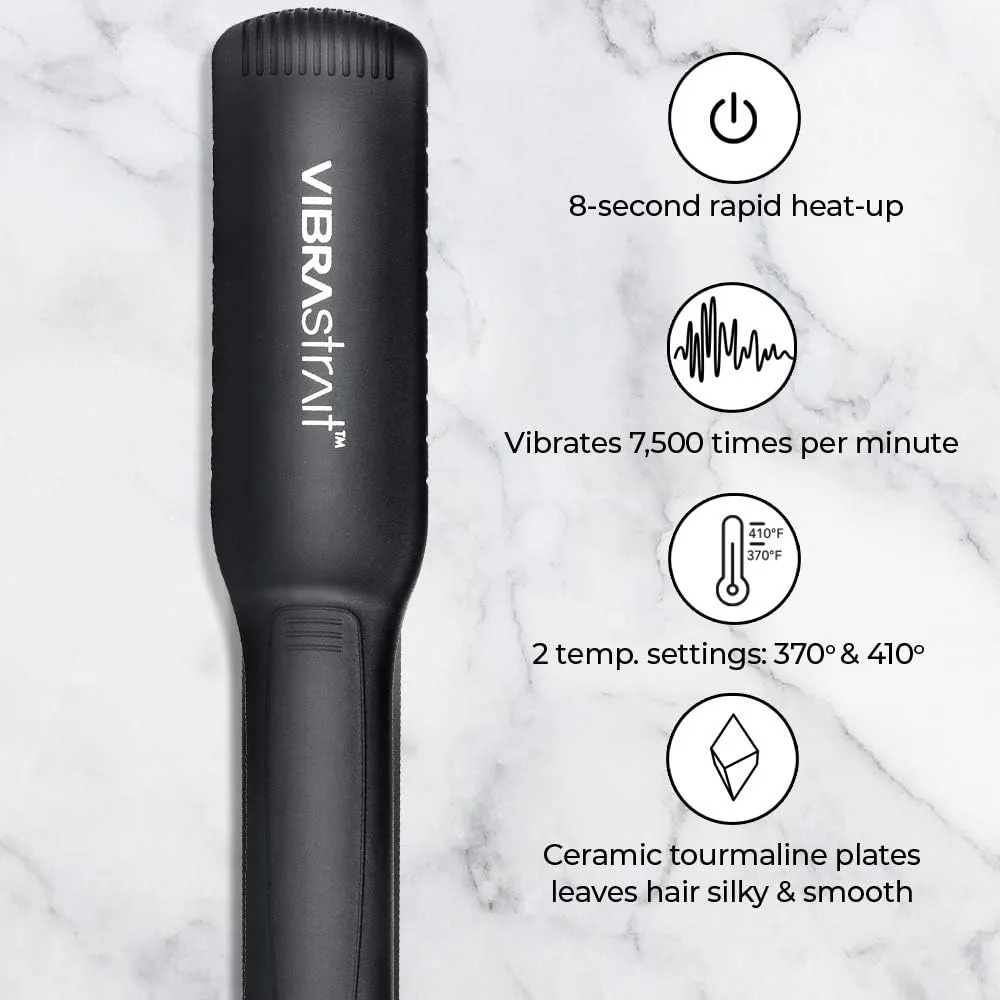 Essential Vibrating Ceramic Tourmaline Ionic Flat Iron, 1.5-inch - Fast, Frizz-Free Ceramic Hair Straightener with Easy, Gentle Glide for Waves, Curls, Smooth Hair