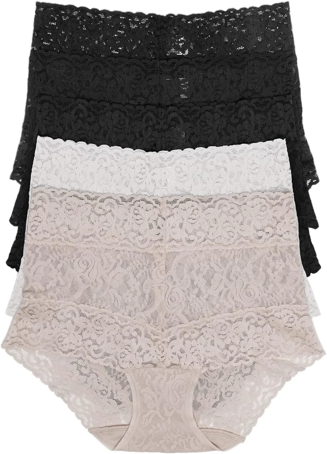 Felina | Signature Stretchy Lace Hi-Waisted Boyleg Panty 5-Pack