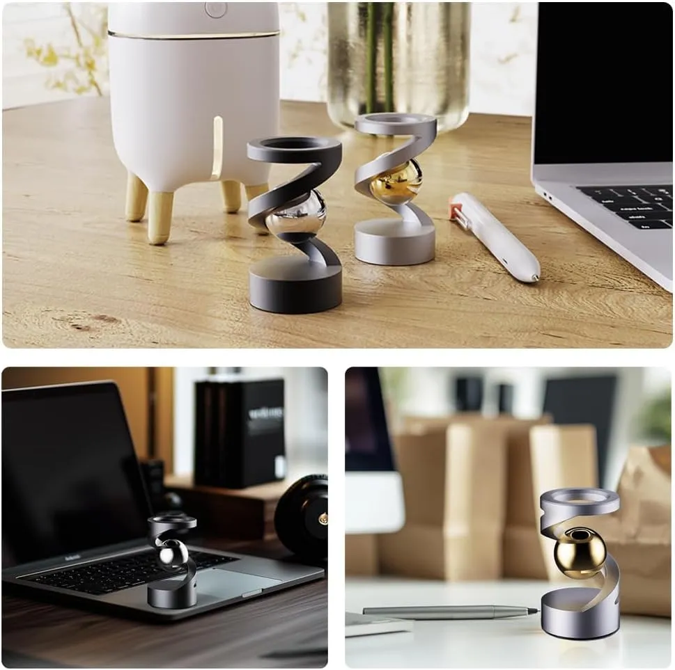 Fidget Toys, Kinetic Desk Toys for Adults, Cool Metal Gravity Resistance Desk Toys, Desktop Sensory Fidget Spinner for Stress Relief in Office, Wait and Communicate（Silver-Gold）