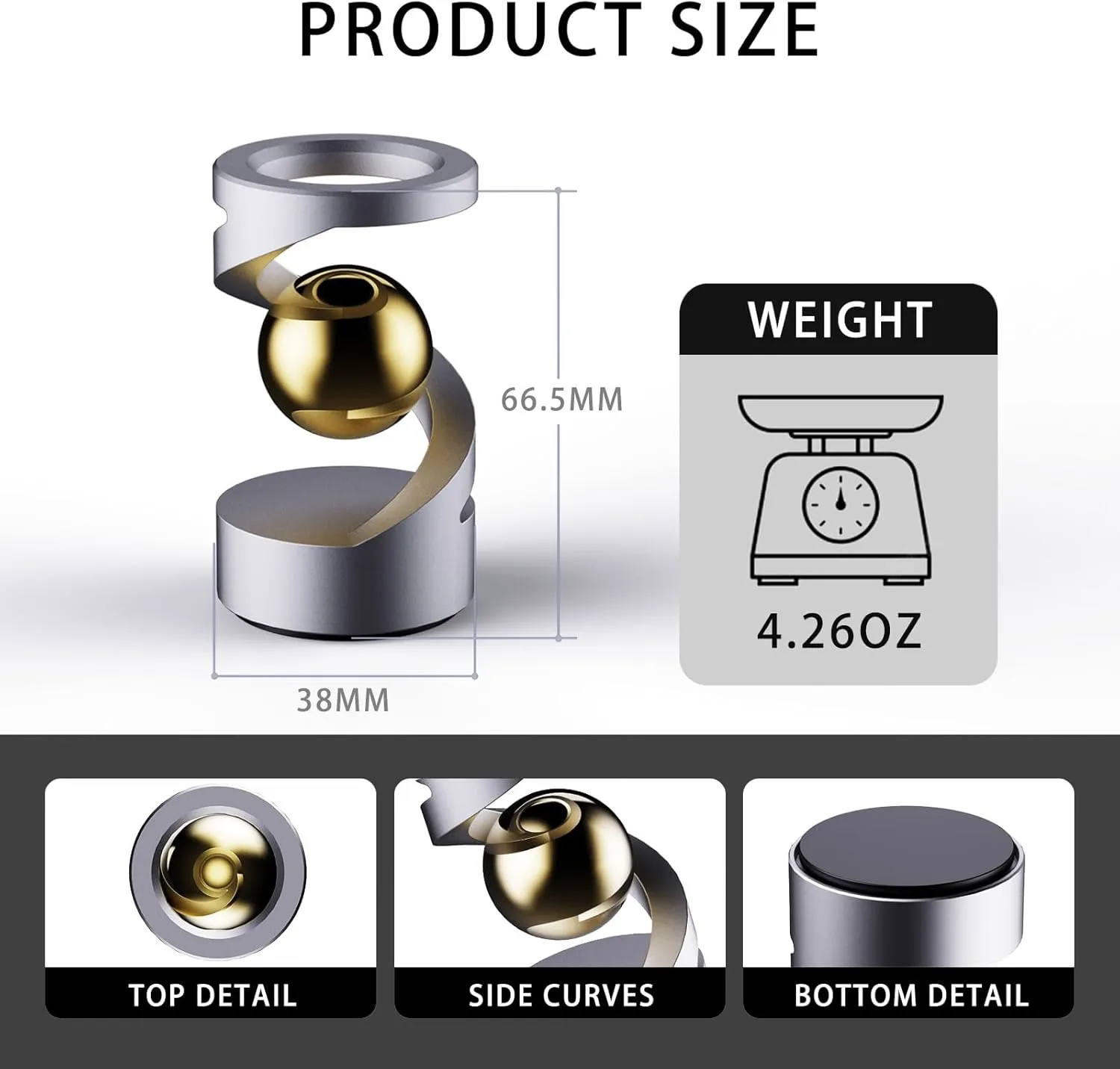 Fidget Toys, Kinetic Desk Toys for Adults, Cool Metal Gravity Resistance Desk Toys, Desktop Sensory Fidget Spinner for Stress Relief in Office, Wait and Communicate（Silver-Gold）
