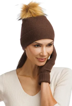 Fishers Finery Women's 100% Cashmere Pom Hat and Glove Set; with Gift Box