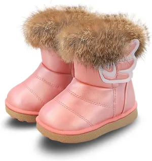 FJWYSANGU Toddler Girl Warm Winter Snow Boots Plush inner Outdoor Boots Waterproof Walking Shoes Flat Easy on for Toddlers Little Girls