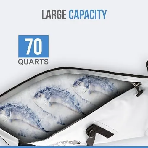 Flat PVC Tarpaulin Insulated Fish Cooler Kill Bag for Fishing with Easy Grip and Carry Handles, 3 Sizes