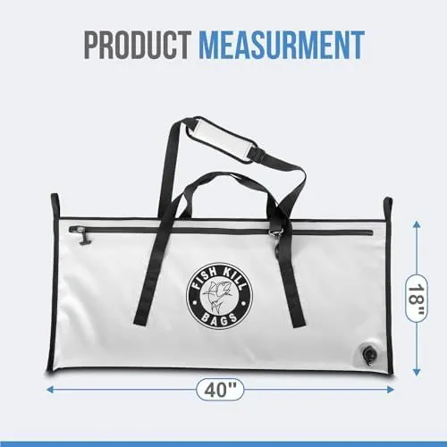 Flat PVC Tarpaulin Insulated Fish Cooler Kill Bag for Fishing with Easy Grip and Carry Handles, 3 Sizes