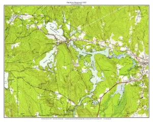 Flat River Reservoir 1955 - Old Topographic Map USGS Custom Composite Reprint Rhode Island Lakes 24x30